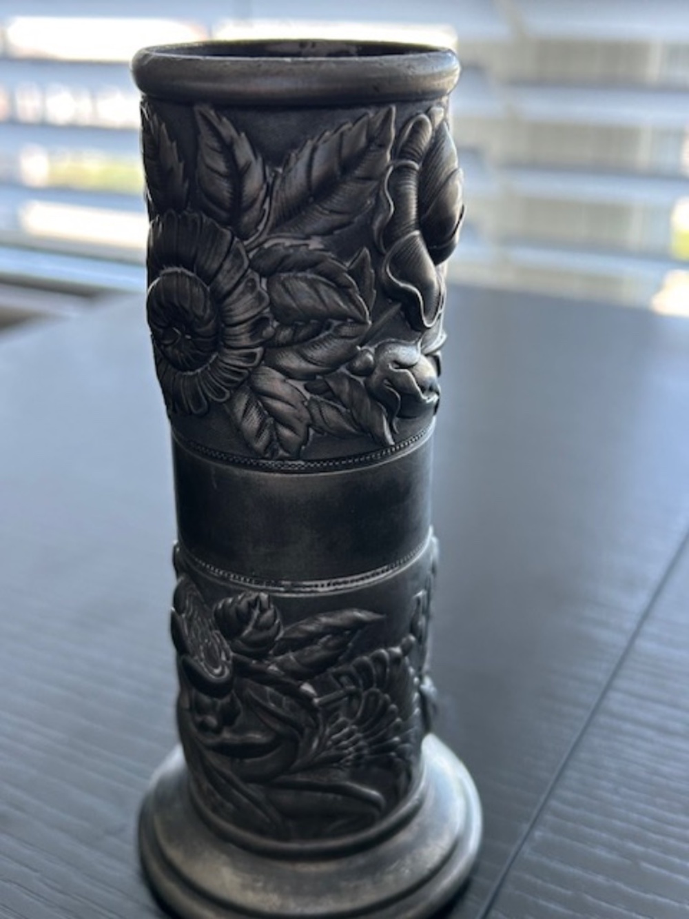 DERBY TRIPLE PLATED SILVER VASE DATED PRIOR TO 1898